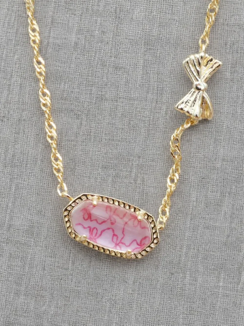 Kendra Scott  Elisa Bow Gold Necklace & Posey Pink Luna Ro